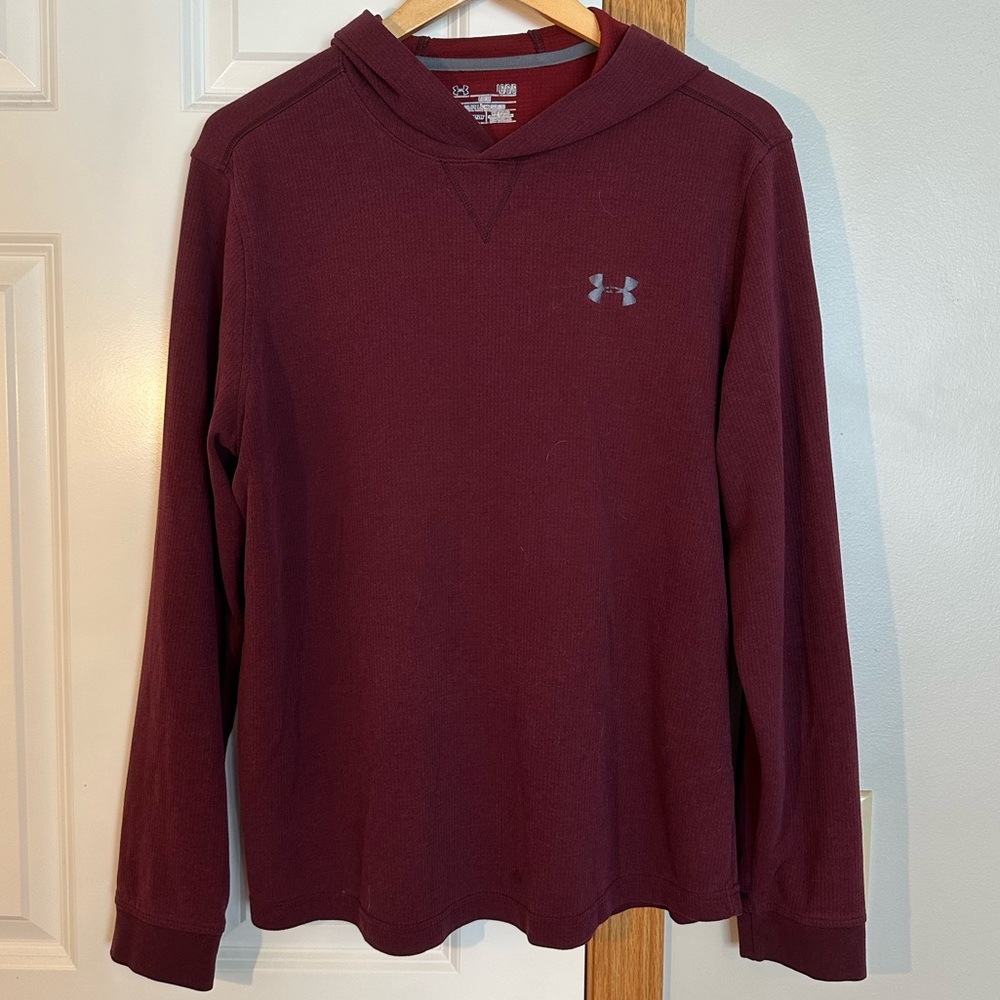 Under Armour Men's Maroon Hooded Thermal Long-Sleeve Shirt